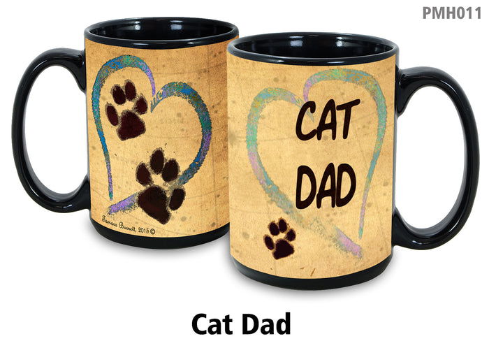 Cat Dad Mug - Paw Marks On My Heart Mugs 15 oz