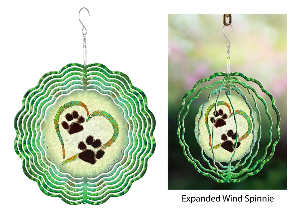 Green Paw Marks On My Heart Wind Spinner