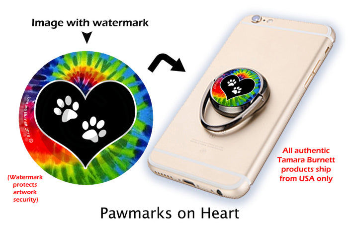 Pawmarks In Heart Phone Stand