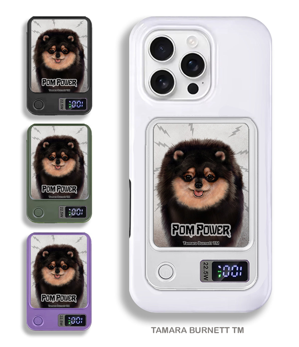 Pomeranian Black and Tan Phone Bank Wireless Charger