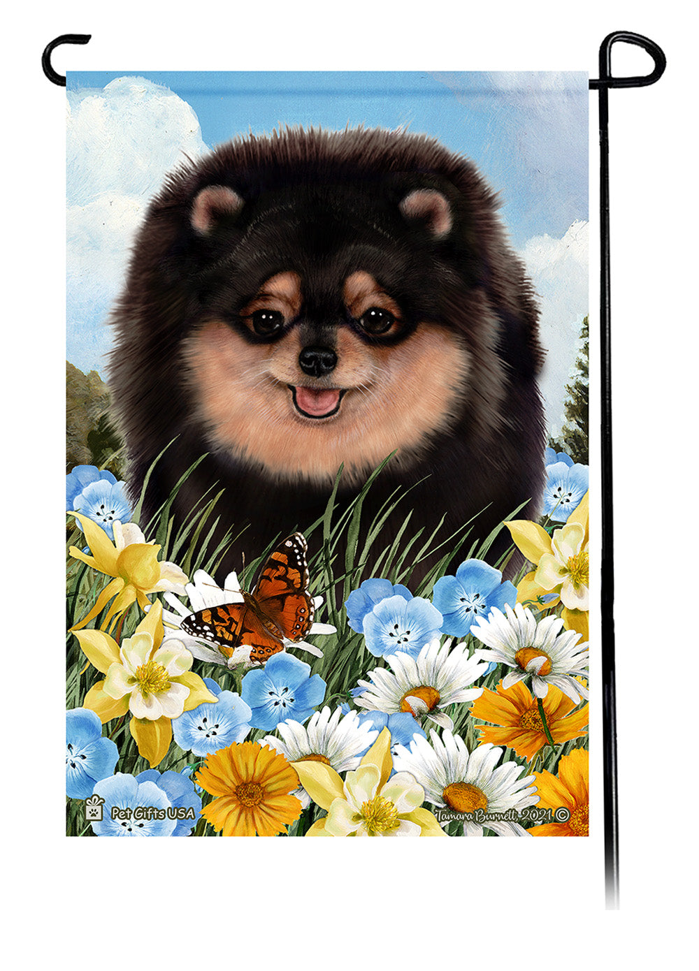 Pomeranian Summer Flowers - Garden Flag