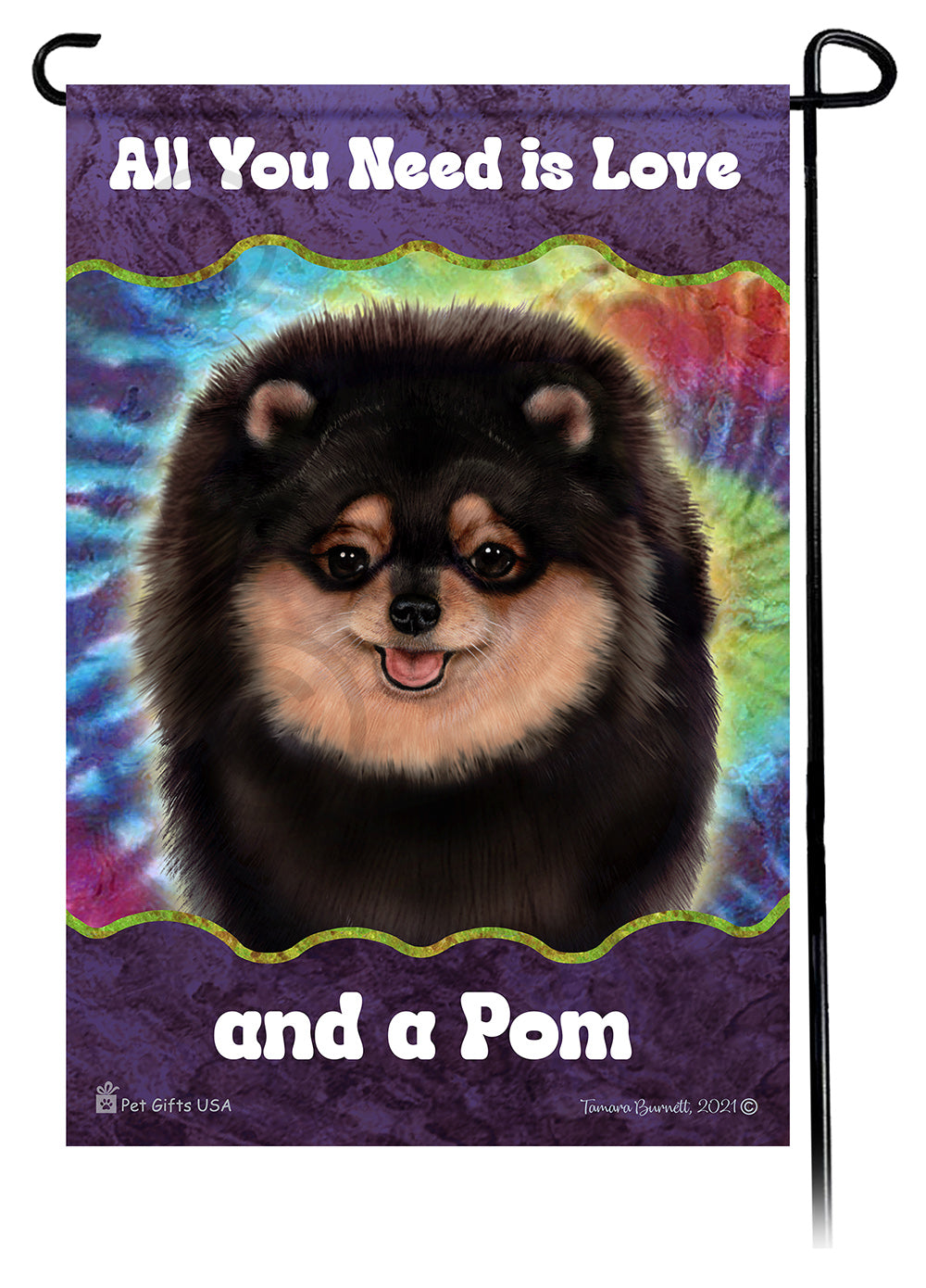 Pomeranian All You Need Is Love Garden Flag