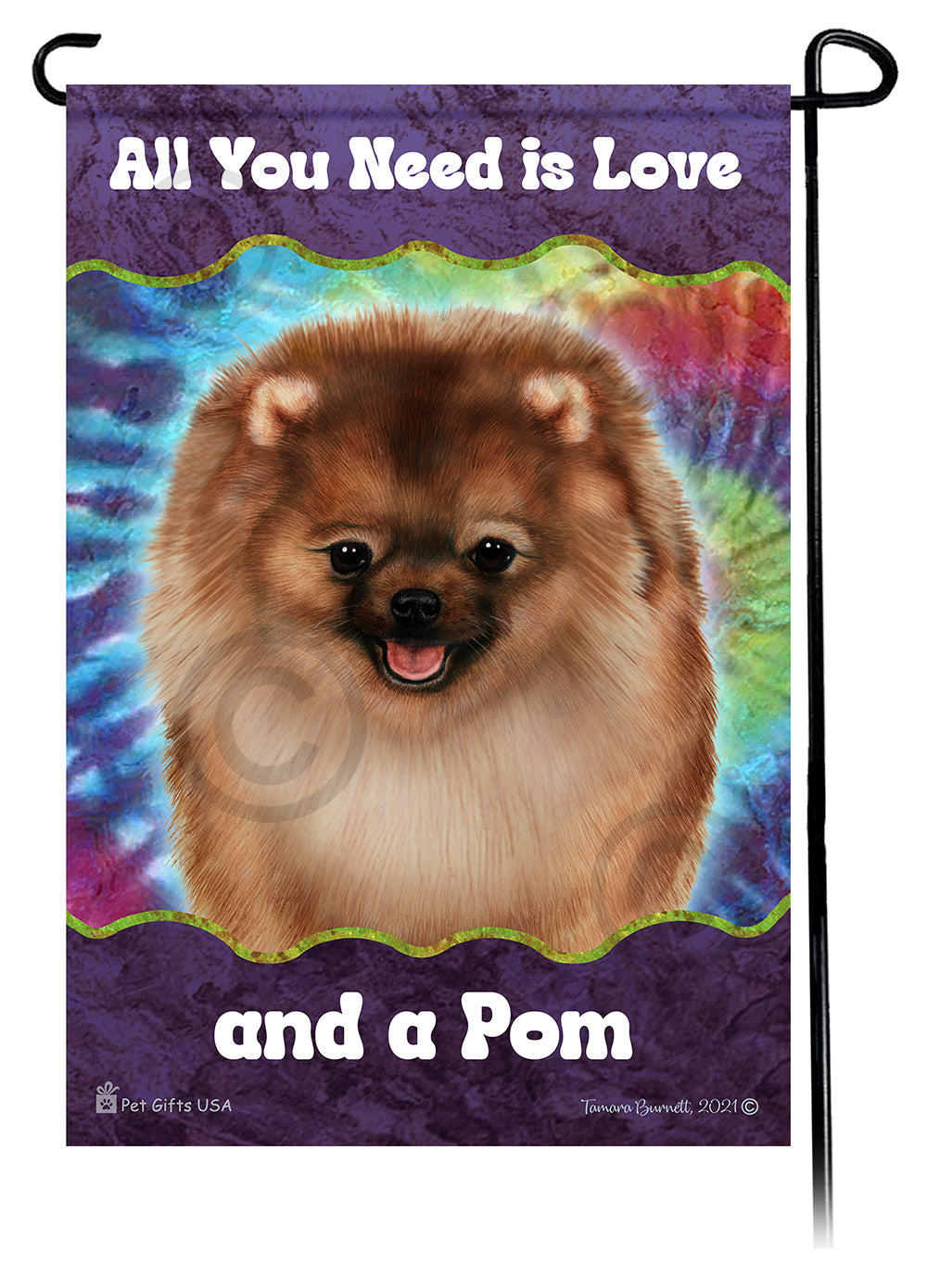 Pomeranian All You Need Is Love Garden Flag