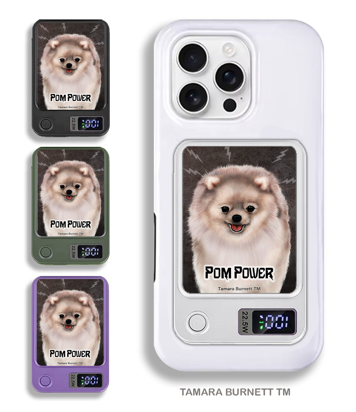 Pomeranian Cream Sable aka Silver Phone Bank Wireless Charger