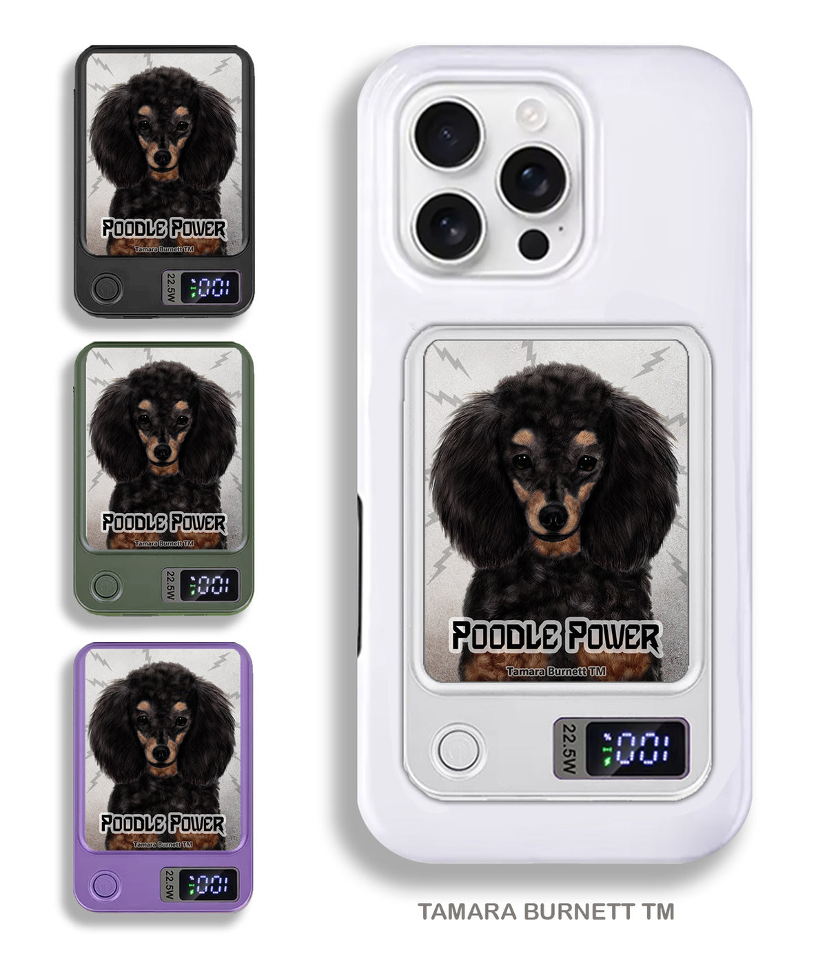 Poodle Black and Tan Phone Bank Wireless Charger