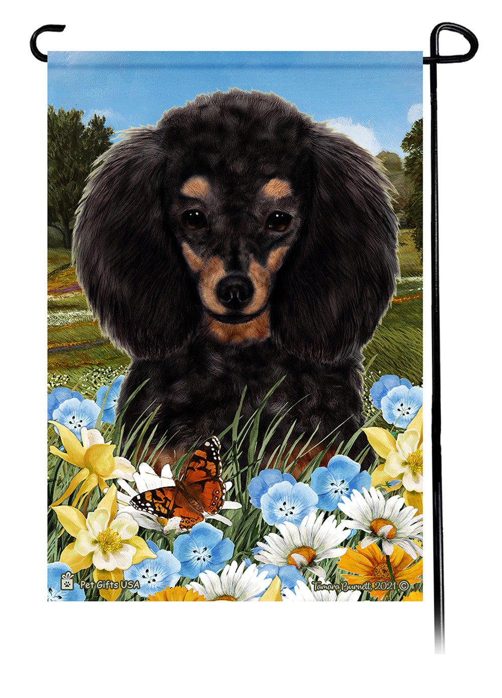 Poodle Summer Flowers - Garden Flag