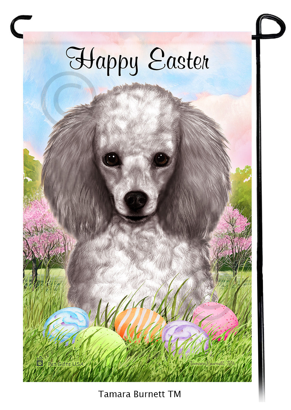 Poodle Happy Easter - Garden Flag