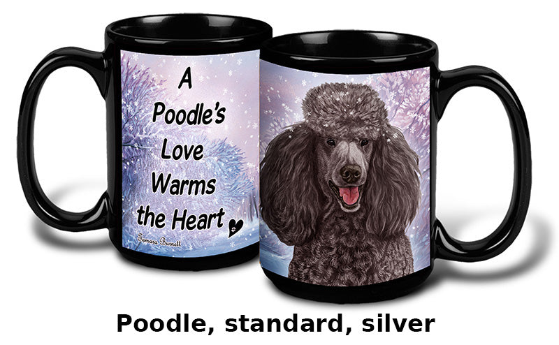 Poodle Standard Silver Winter Mug 15 oz
