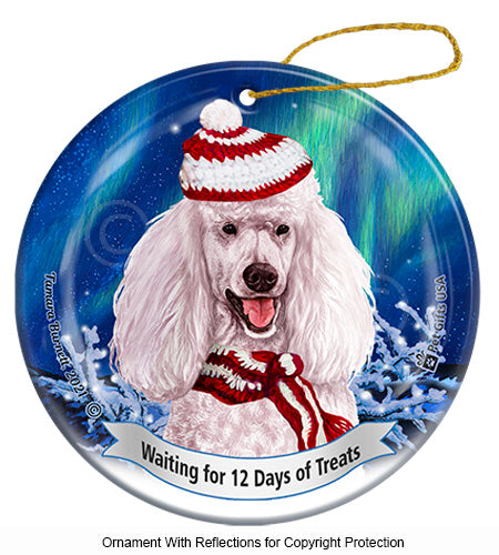 Poodle Standard White Ornament