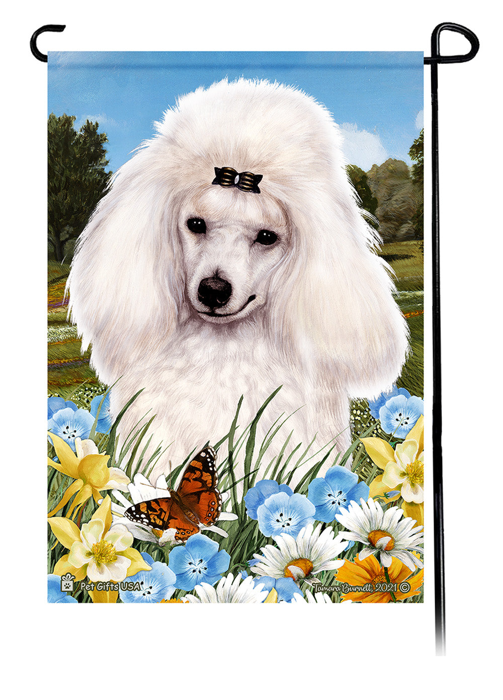 Poodle Summer Flowers - Garden Flag