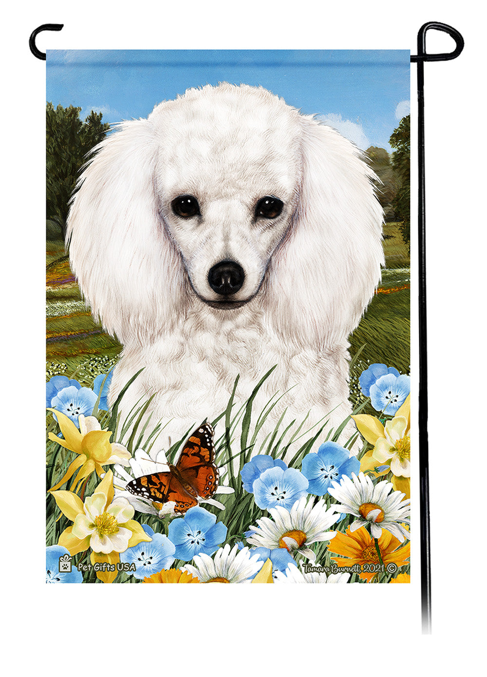 Poodle Summer Flowers - Garden Flag
