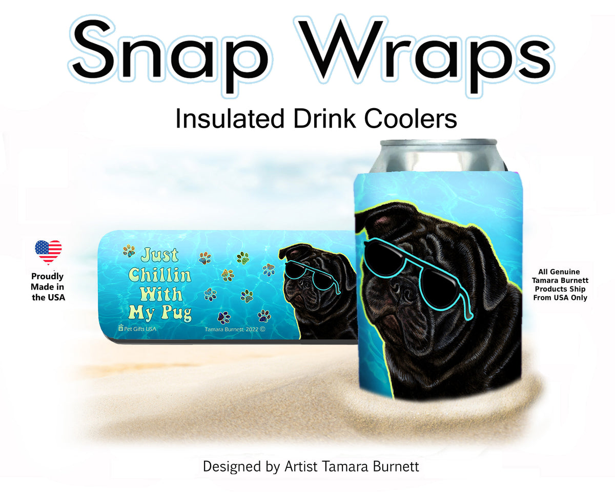 Pug Black Snap Wrap Cozy