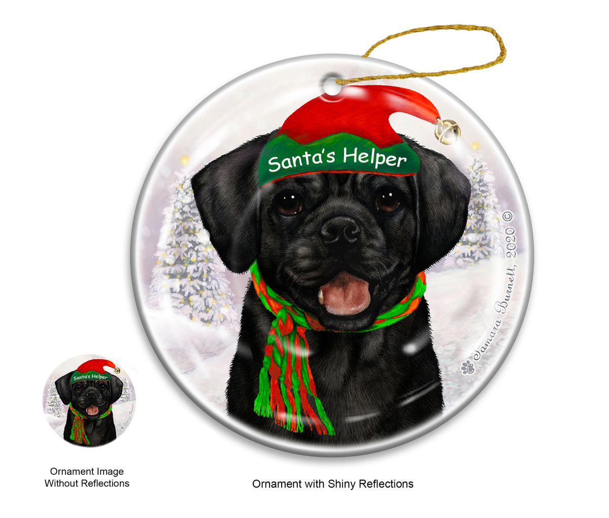 Puggle Black Ornament