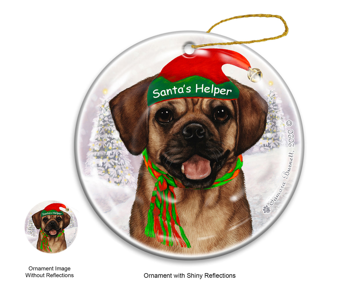 Puggle - Santa's Helper Ornament