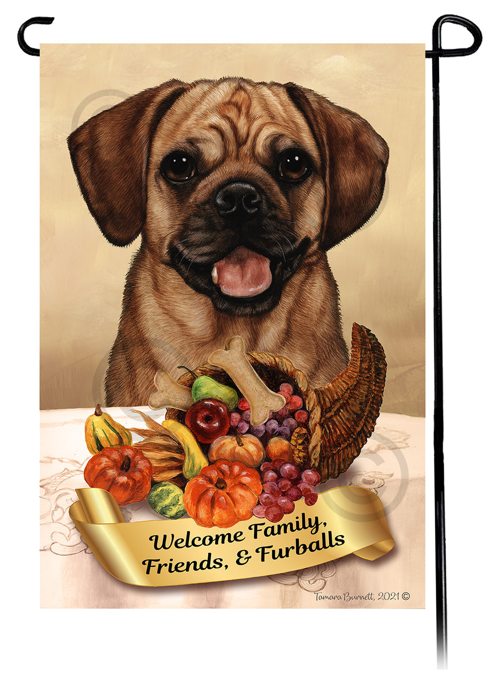 Puggle Thanksgiving - Garden Flag