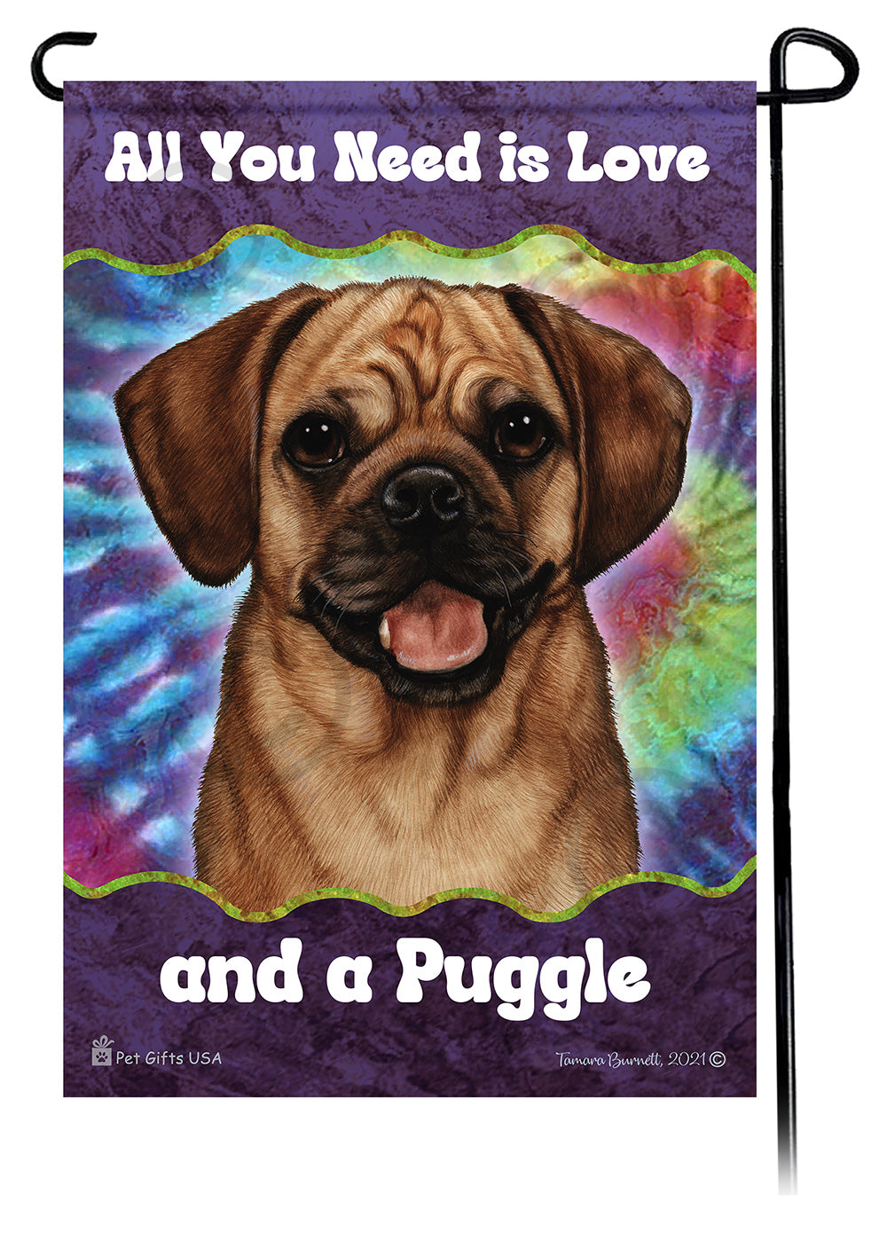Puggle All You Need Is Love Garden Flag