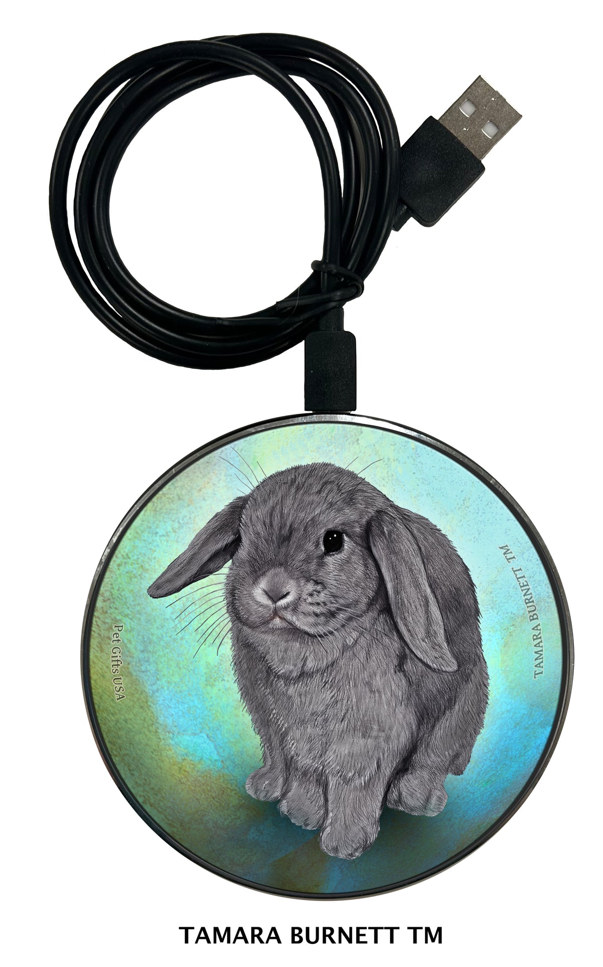 Rabbit Mini Lop Blue Zoomies Wireless Charger