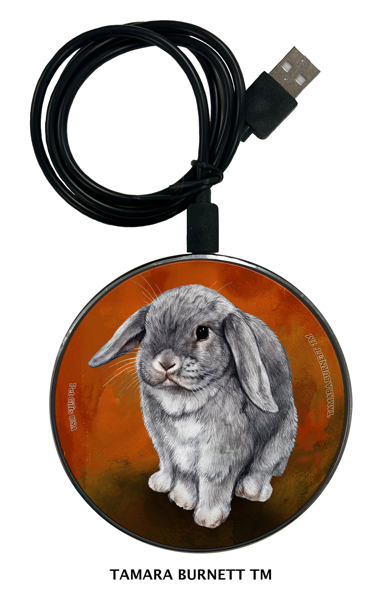 Rabbit Mini Lop Chinchilla Zoomies Wireless Charger