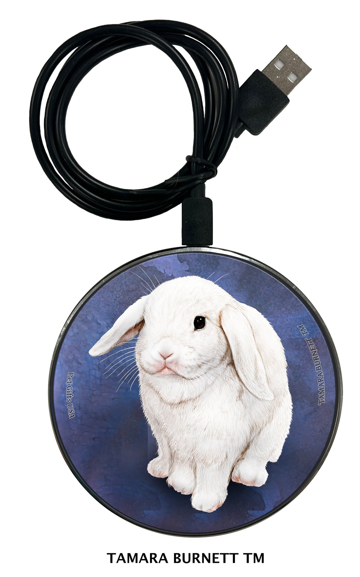 Rabbit Mini Lop White Zoomies Wireless Charger