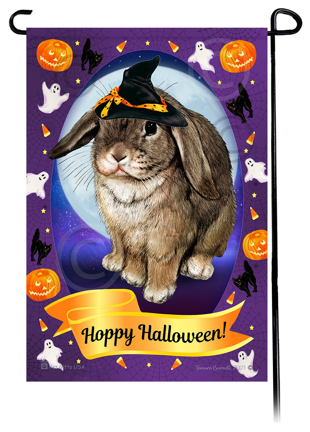 Mini Lop Rabbit Halloween Howls Garden Flags