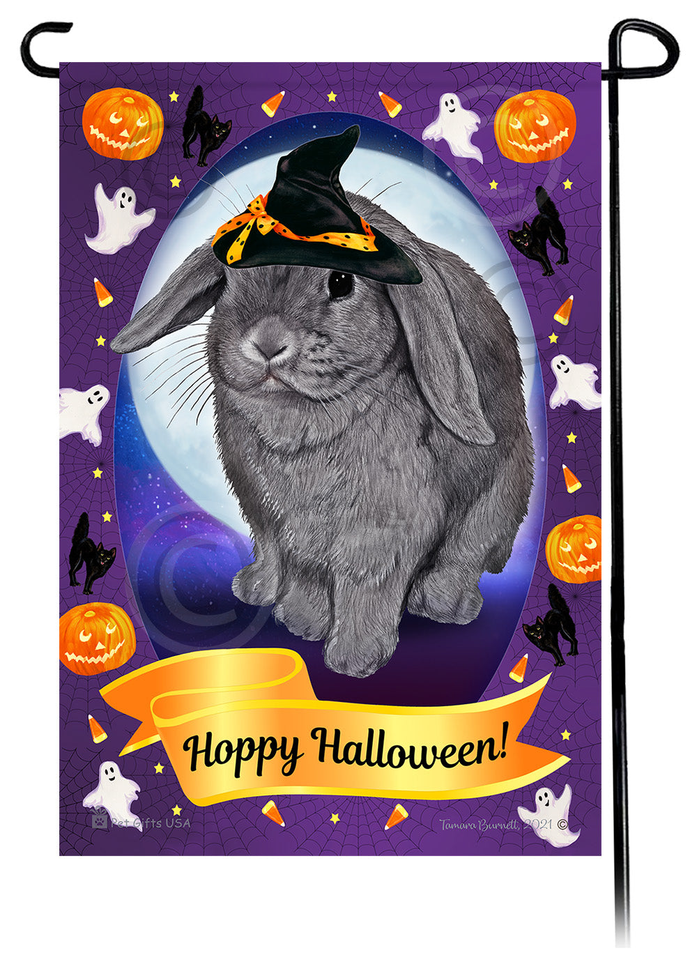 Mini Lop Rabbit Halloween Howls - Garden Flag