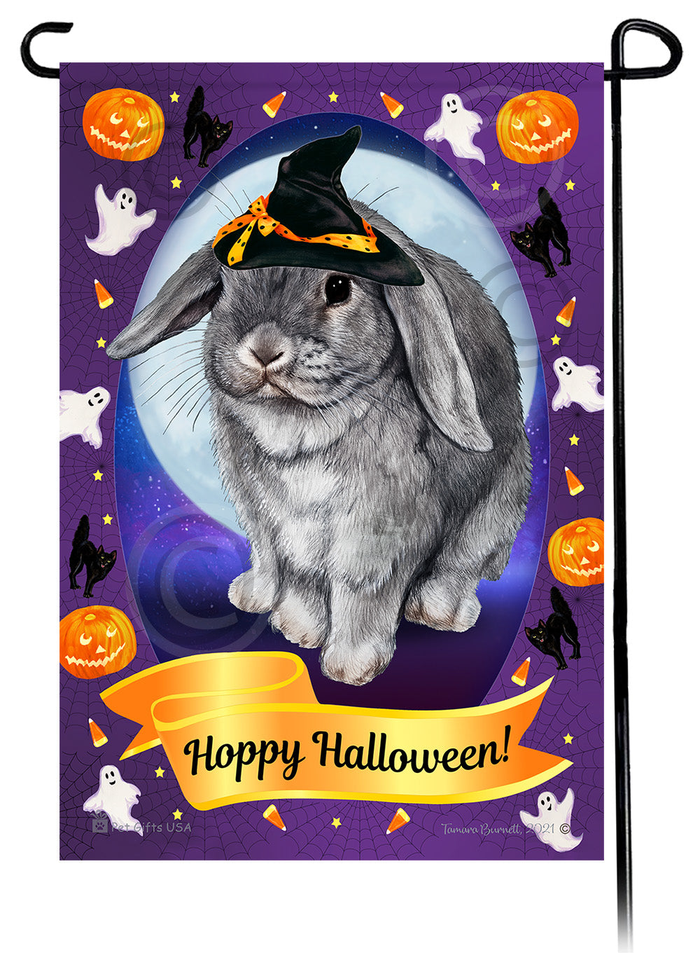 Mini Lop Rabbit Halloween Howls - Garden Flag