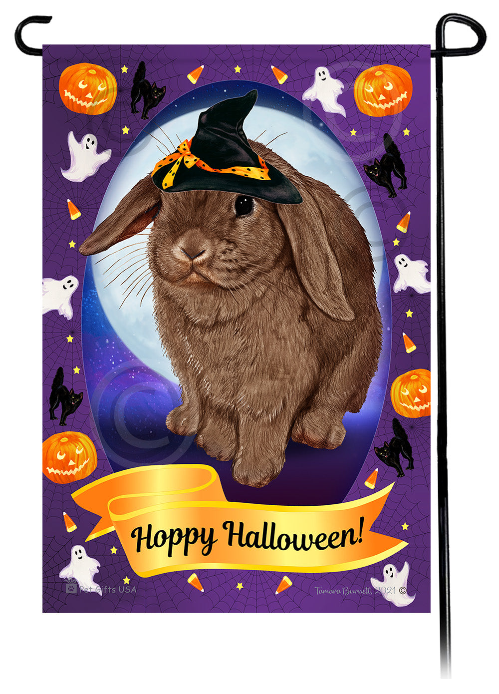 Mini Lop Rabbit Halloween Howls - Garden Flag