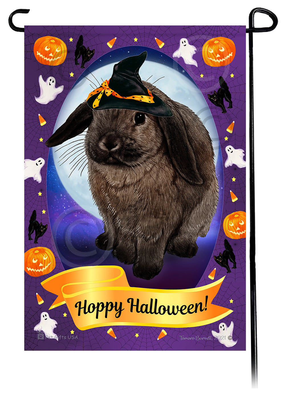 Mini Lop Rabbit Halloween Howls - Garden Flag