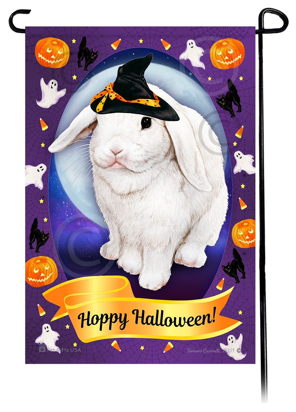 Mini Lop Rabbit Halloween Howls - Garden Flag