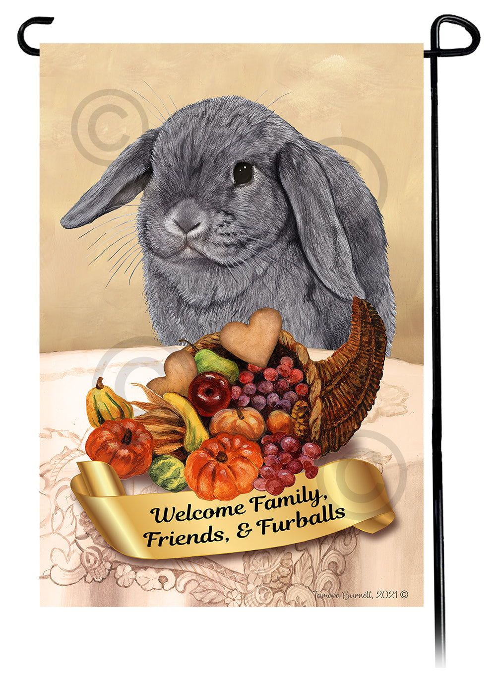 Mini Lop Rabbit Thanksgiving Garden Flags