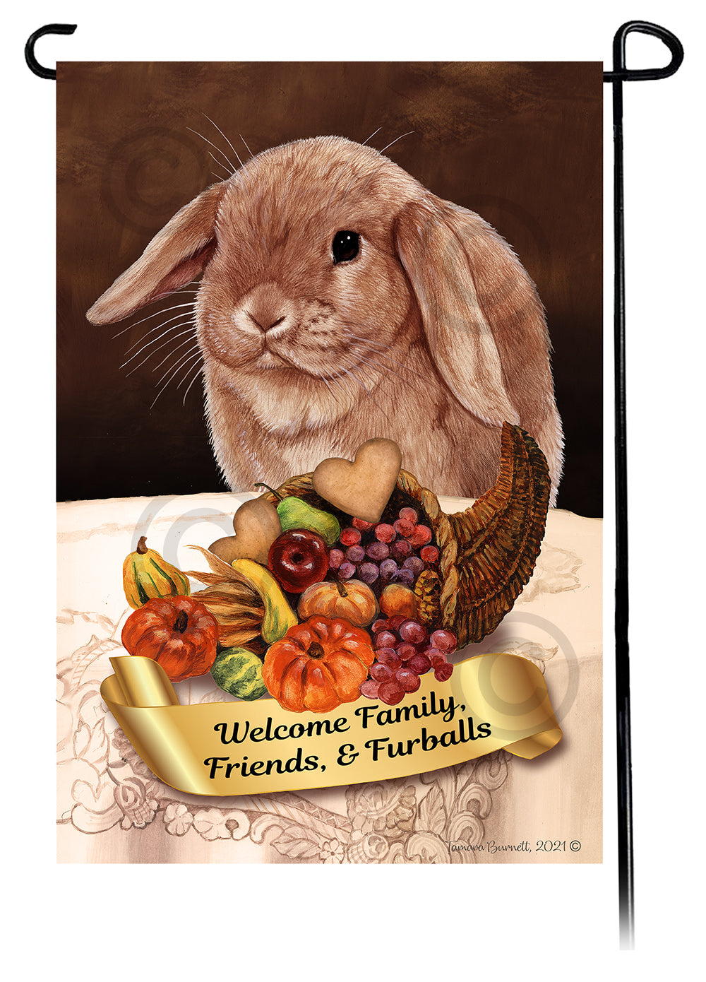 Mini Lop Rabbit Thanksgiving - Garden Flag
