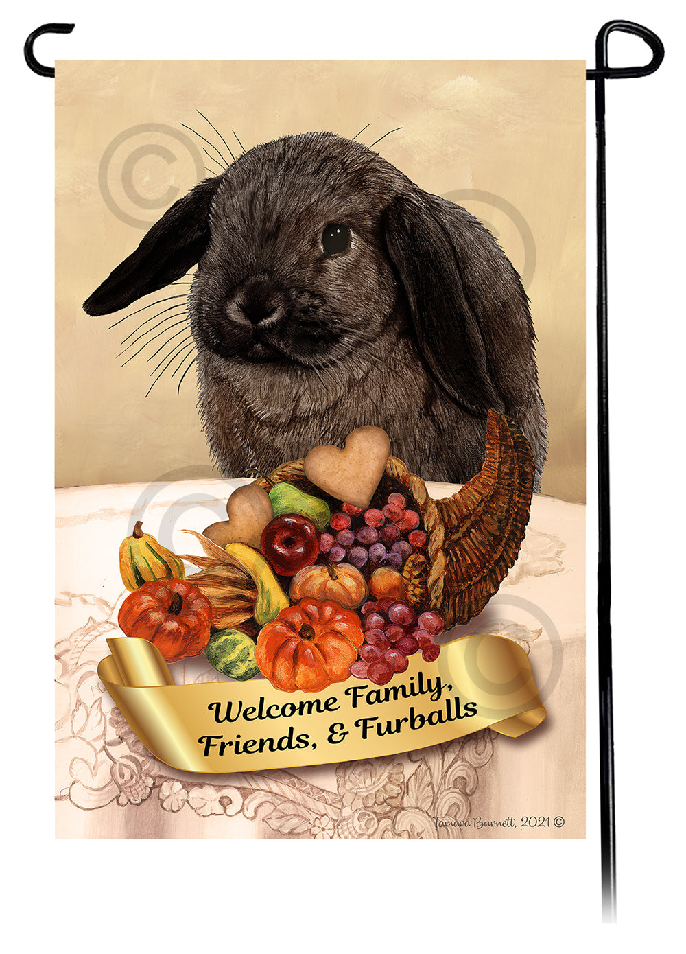 Mini Lop Rabbit Thanksgiving - Garden Flag