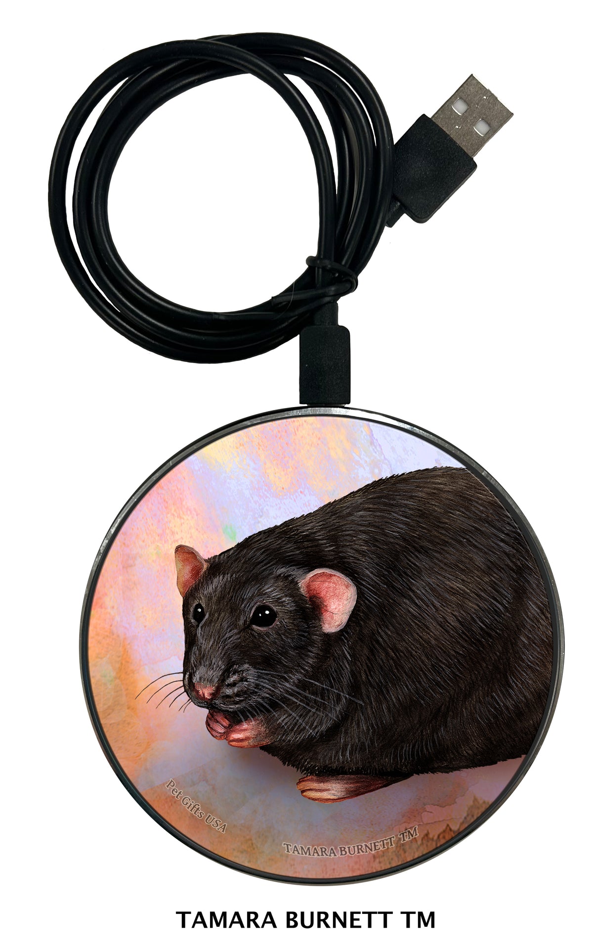 Fancy Rat Black Solid Zoomies Wireless Charger