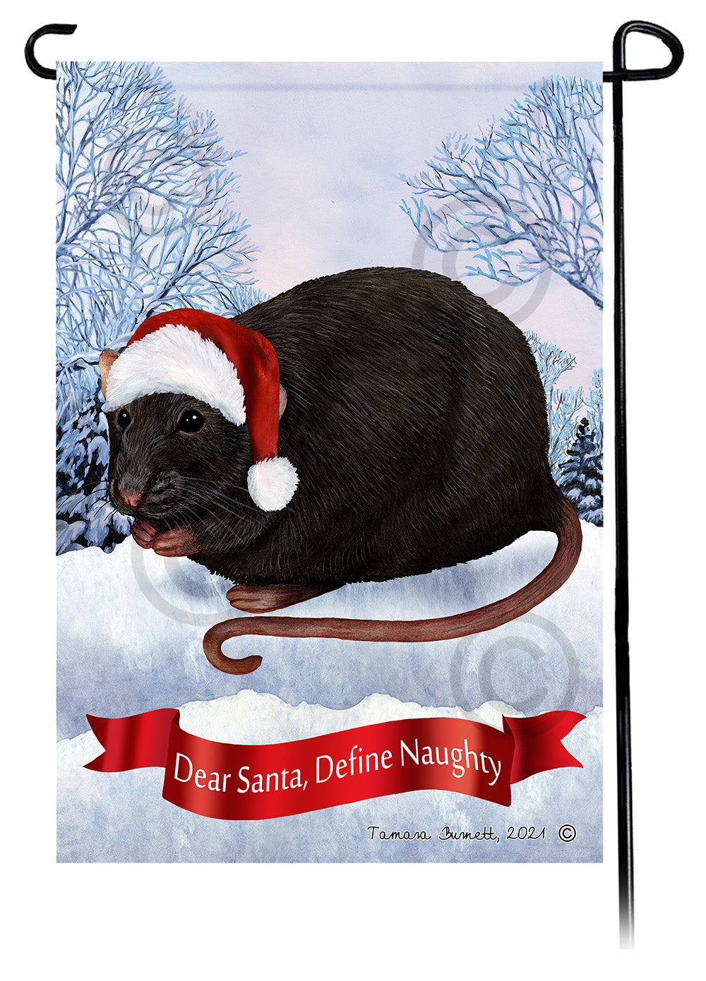 Black Rat Dear Santa Define Naughty Garden Flags