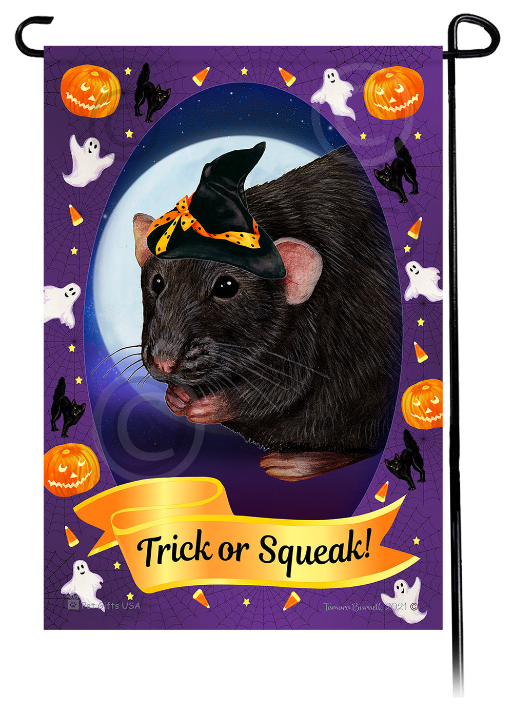 Black Rat Halloween Howls Garden Flags