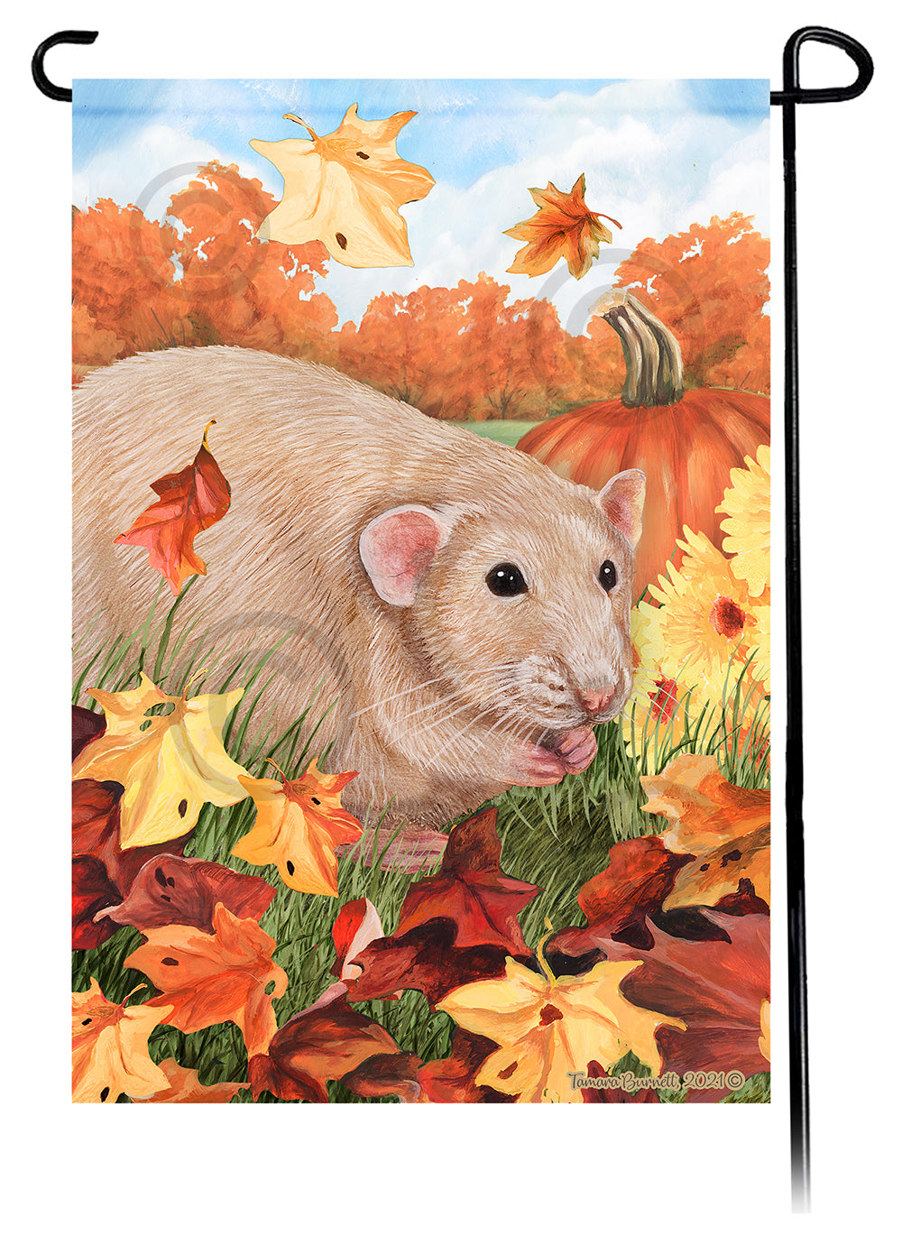 Light Cream Rat Falling Leaves Garden Flags