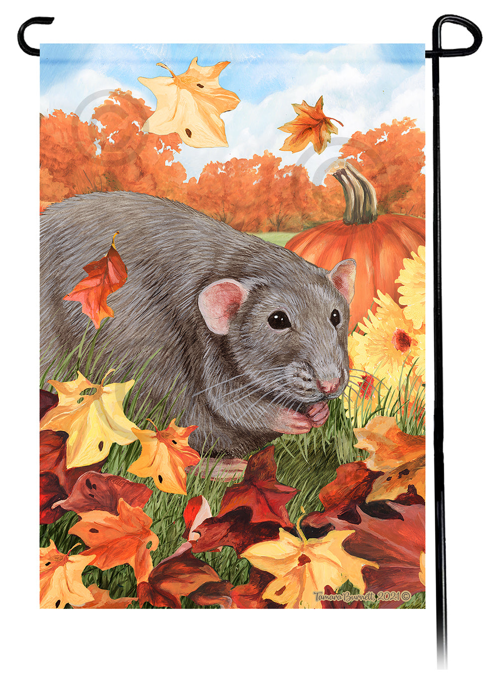 Light Grey Solid Rat Falling Leaves Garden Flags