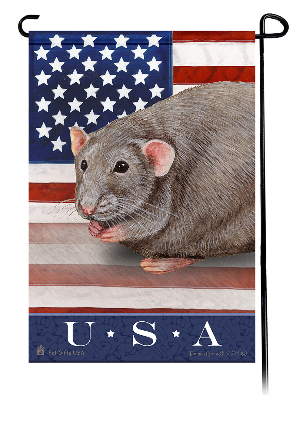 Light Grey Solid Rat True Blue Garden Flags