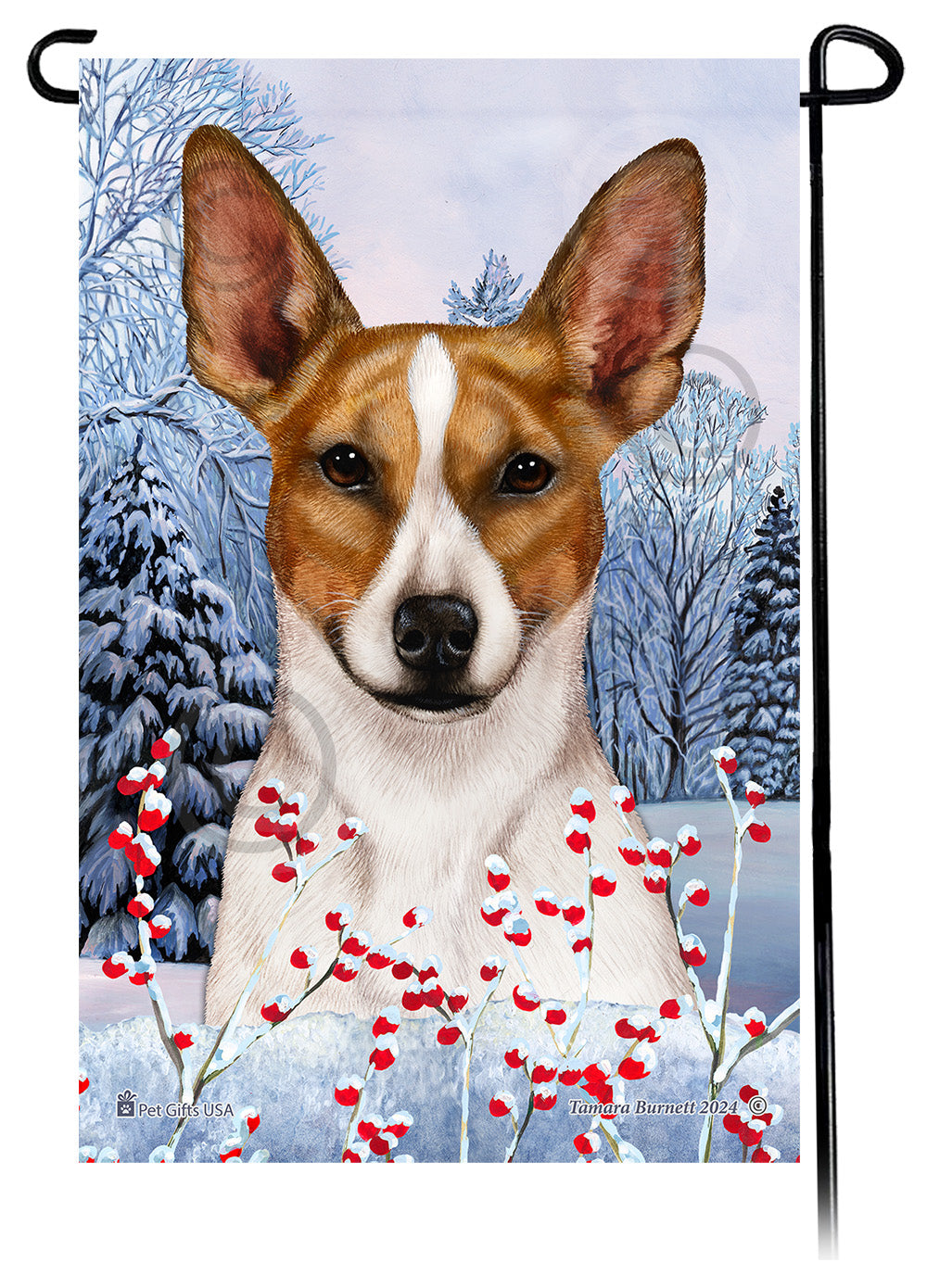 Rat Terrier Winterberries - Garden Flag