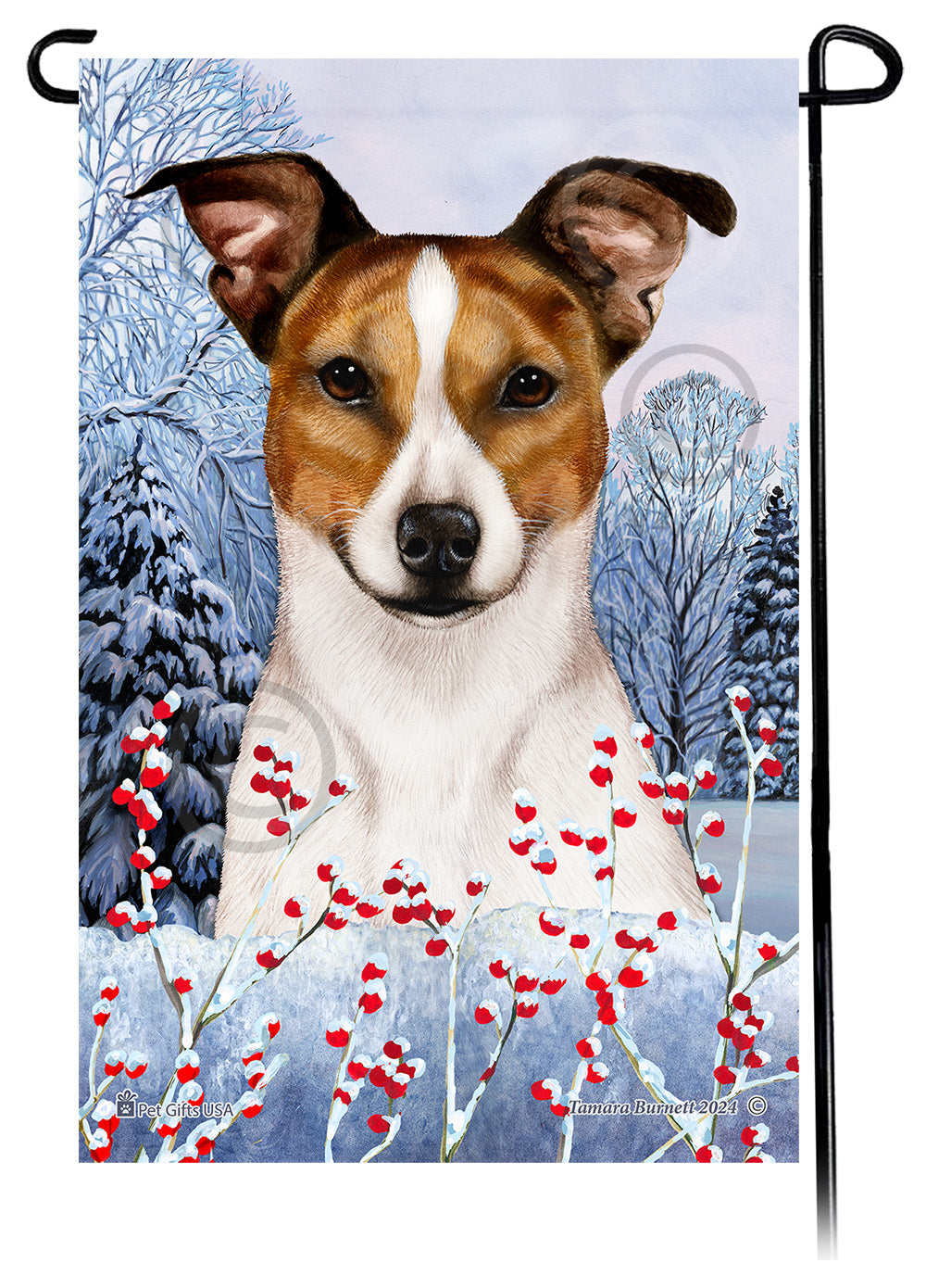 Rat Terrier Winterberries - Garden Flag
