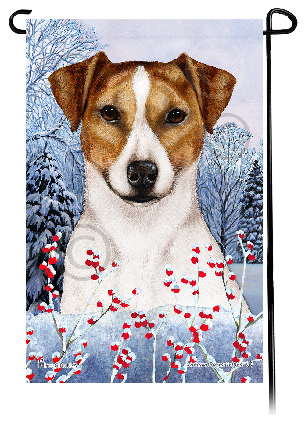 Rat Terrier Winterberries - Garden Flag
