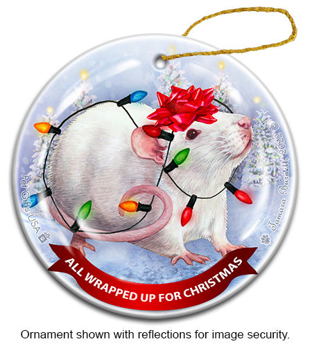 Fancy Rat Pink Eyed White Ornament