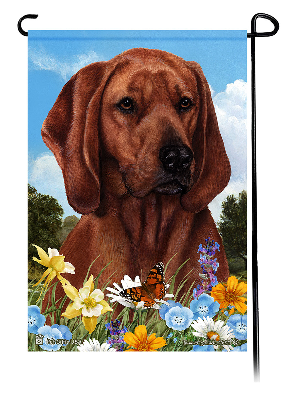 Coonhound Summer Flowers - Garden Flag