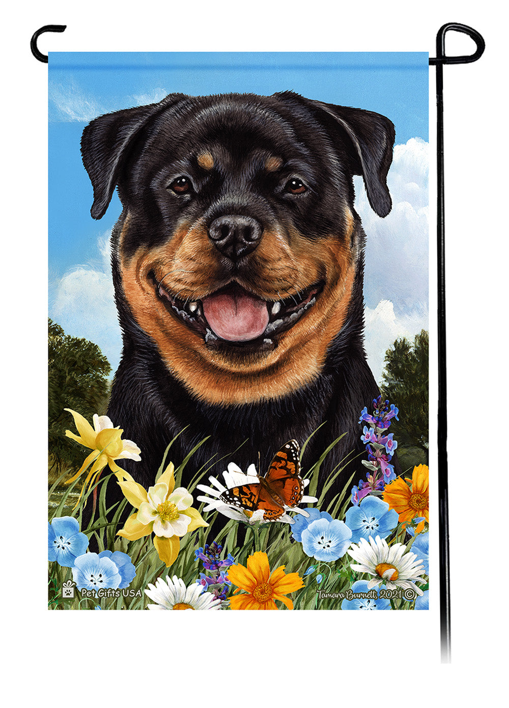 Rottweiler Summer Flowers Garden Flags