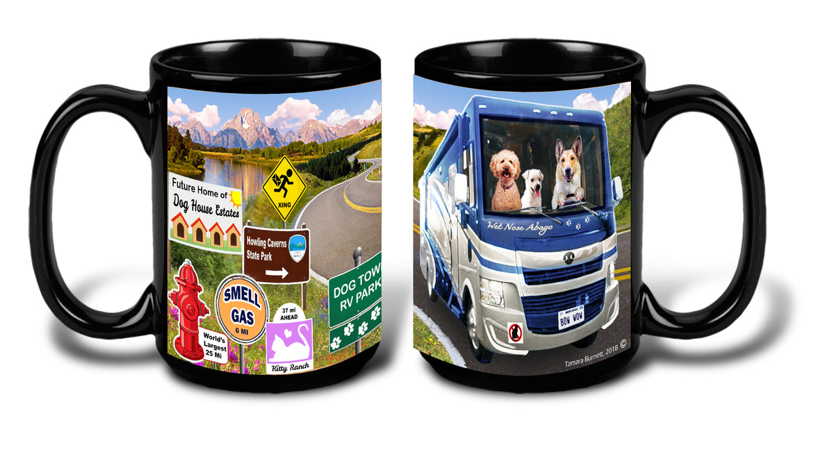 Doggie Road Trip in Rv on Vacation Mug - My Faithful Friends Mugs 15 oz