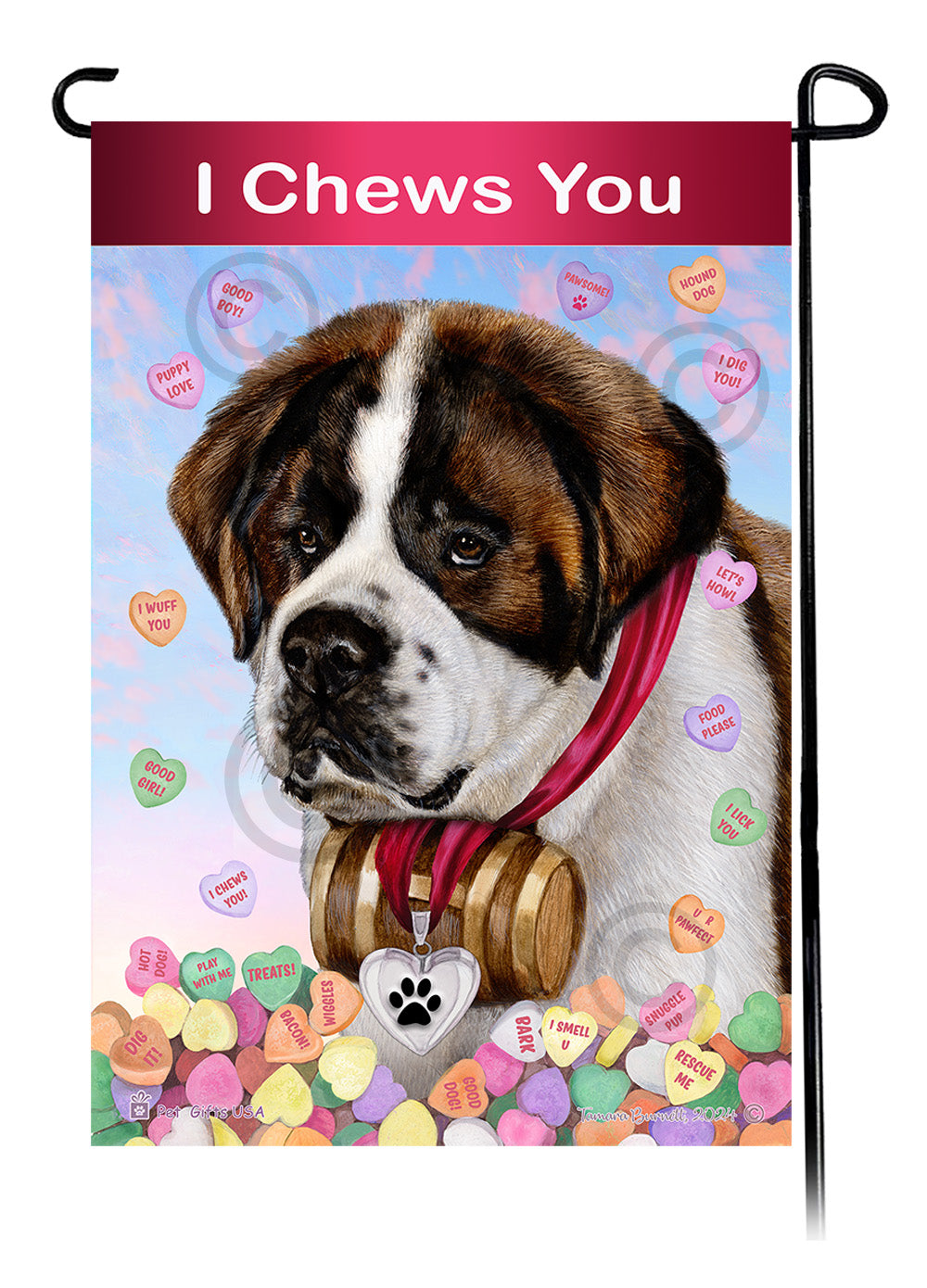 St Bernard Valentine Sweetheart Garden Flags