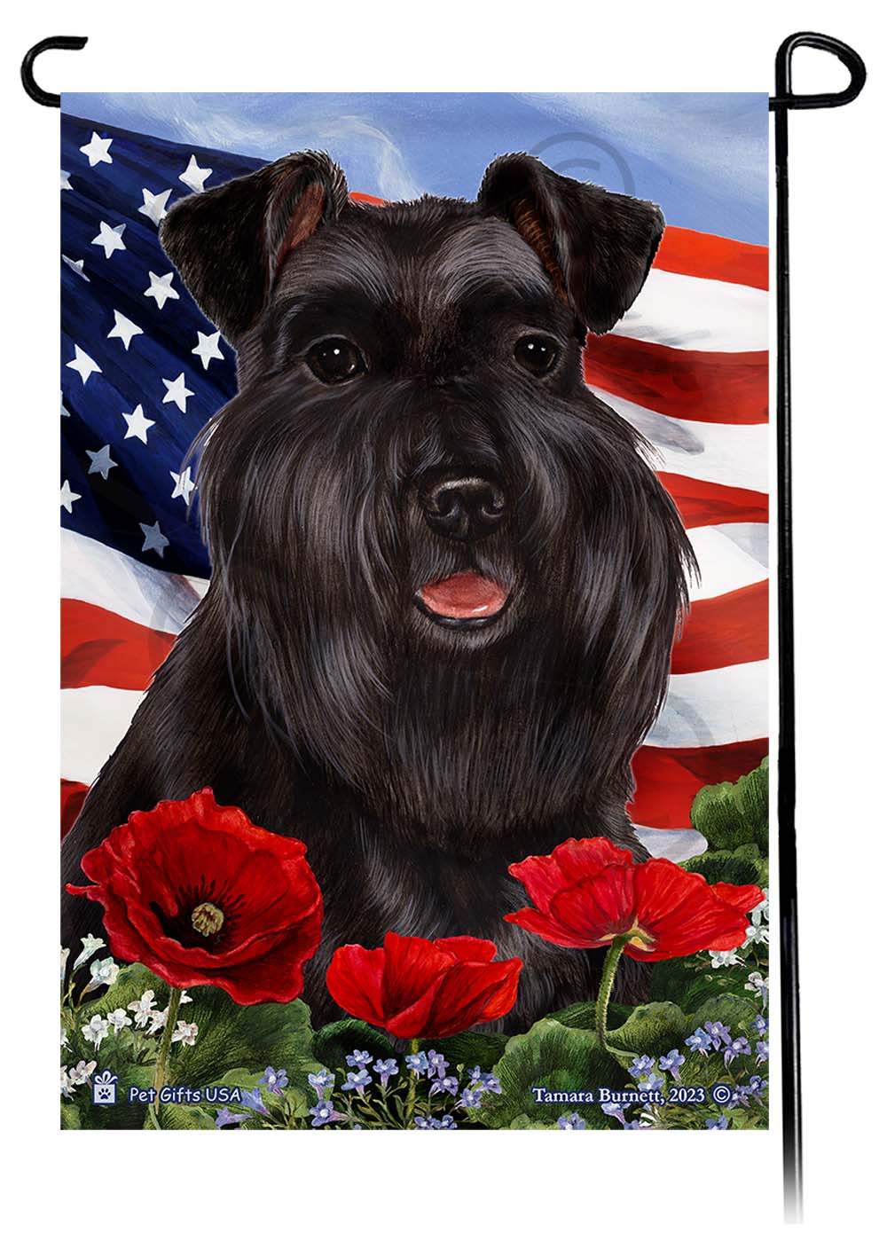 Schnauzer Patriotic Flowers - Garden Flag