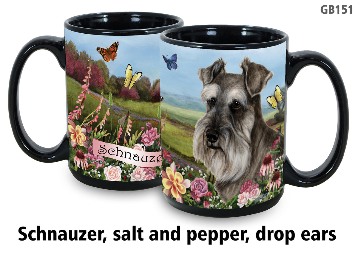 Schnauzer Grey Uncropped - Garden Party Fun Mug 15 oz