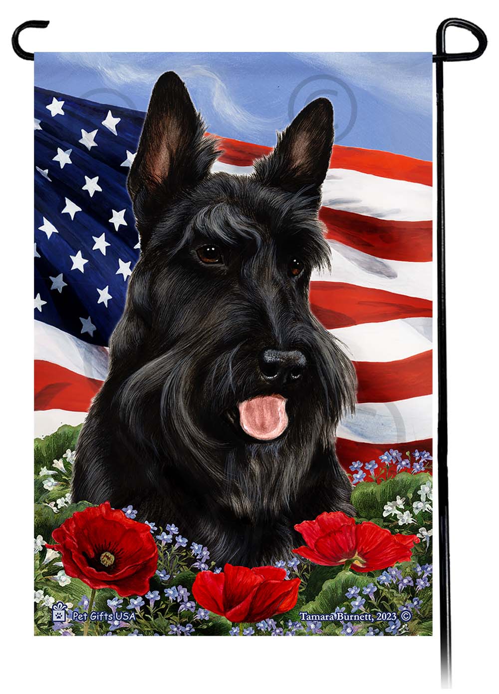 Scottish Terrier Patriotic Flowers Garden Flags