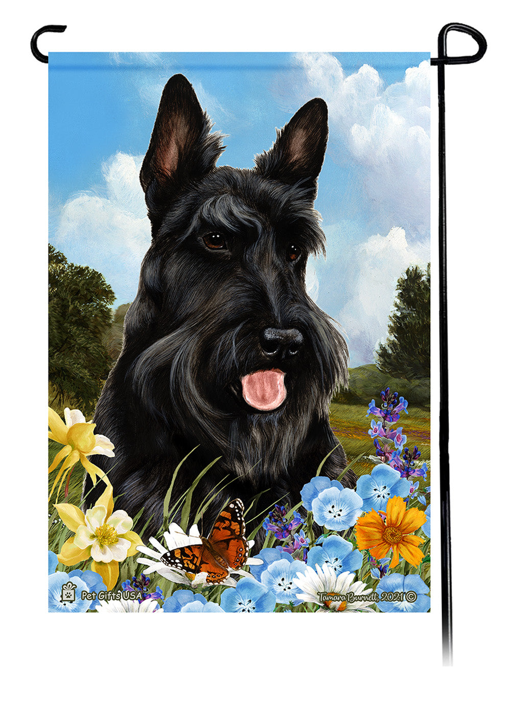 Scottish Terrier Summer Flowers Garden Flags